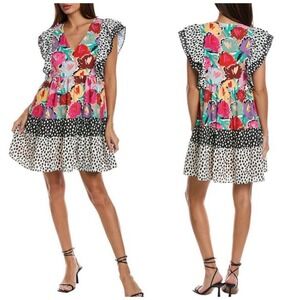 Crosby Mollie Burch Women Holden Mini Dress Size‎ S Flutter Sleeve London Bloom